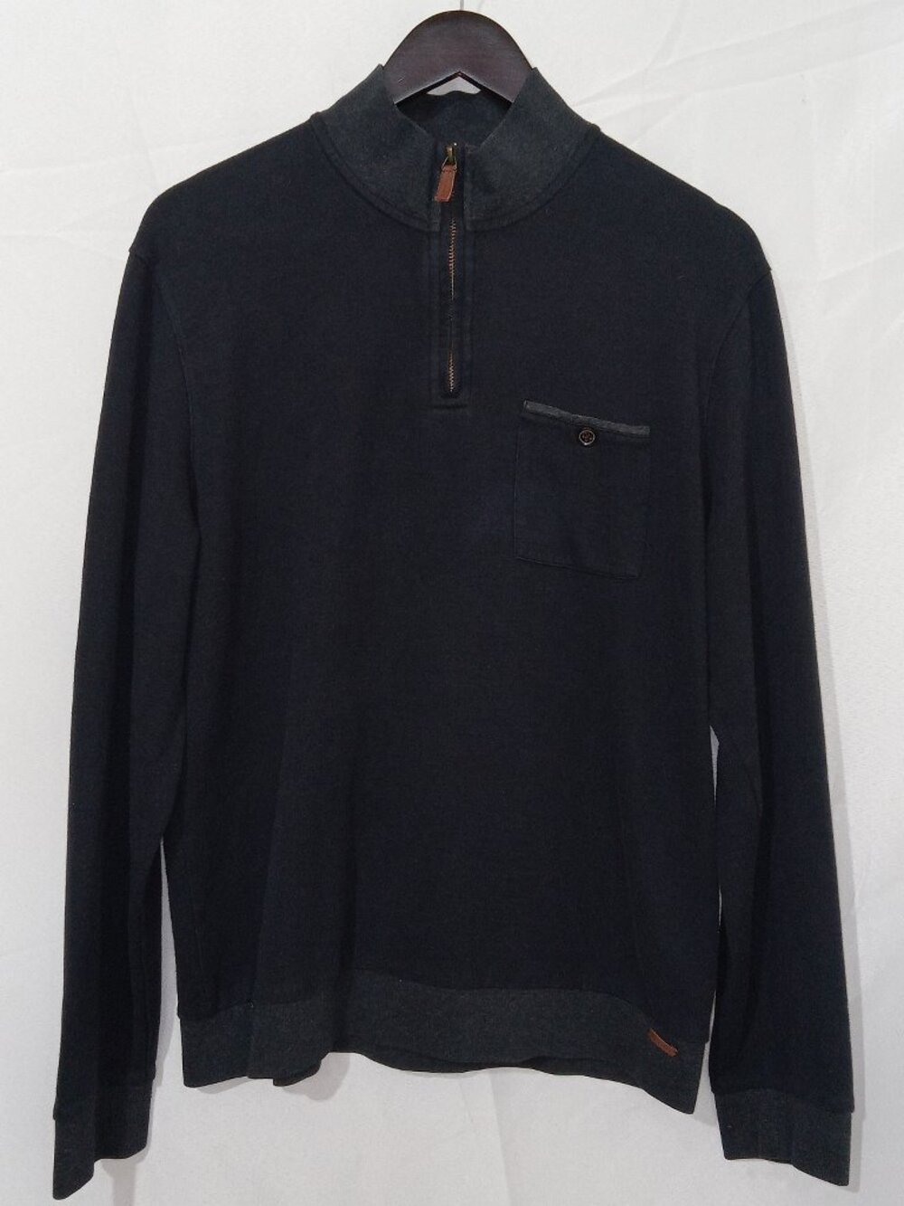 Ted Baker London Men's Size 5 (XL) 1/4 Zip Pullover Sweater Navy Mock Neck